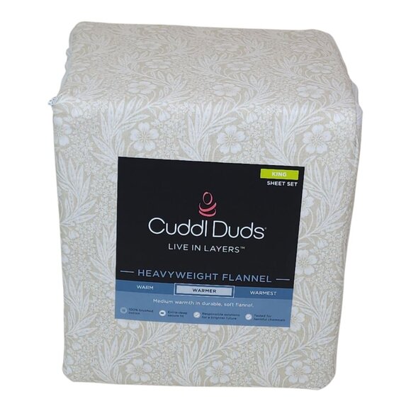 Cuddl Duds King Heavyweight Flannel Sheet Set Wallpaper Floral Brushed Cotton - Picture 2 of 9